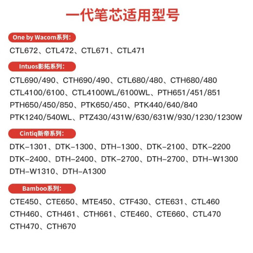 Wacom笔芯数位板CTL672 472 6100 671影拓651 660手绘板毛毡笔尖 原装一代3支毛毡+3支柔韧 【散装送换笔器】 0x0cm