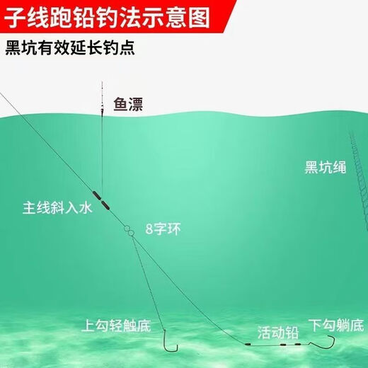 Malodi herring sub-line double hook running lead slippery grass carp, silver carp and bighead carp with lead for fishing bottom giant finished product Linton big object No. 5 sub-line with lead total length 1.2 meters 2 rolls No. 10 positive mouth hook 8-12 Jin Jin is equal to 0.5 kg