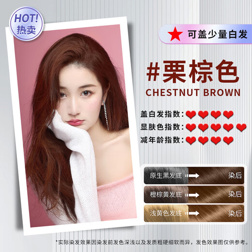 Meipiaosi Huaxuan Bubble Hair Dye at Home Hair Dyeing Cream Bags Non-irritating Chestnut Brown Covers Gray Hair 30ml*10 Pack