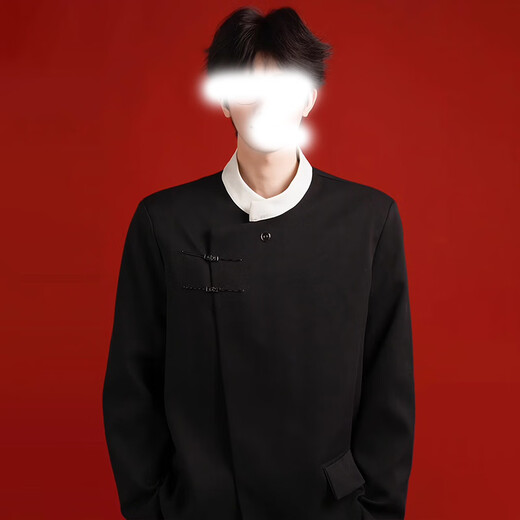 IZEXX new Chinese style national style stand collar tunic suit niche high-end suit jacket men's JM77 black L