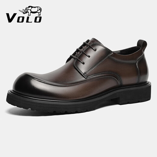 VOLO Rhino Men's Shoes Business Formal Leather Shoes Men's Thick Soled Big Toe Derby Shoes Casual Shoes for Men Dark Coffee 42