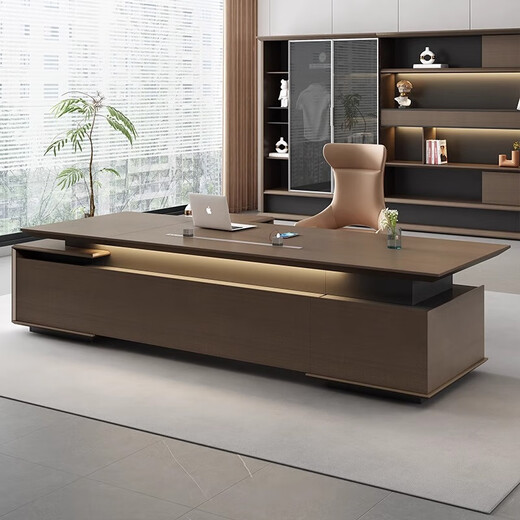 Yuehui high-end boss desk office desk light luxury chairman general manager office executive desk chair combination 2.2 meters boss table (single cabinet)