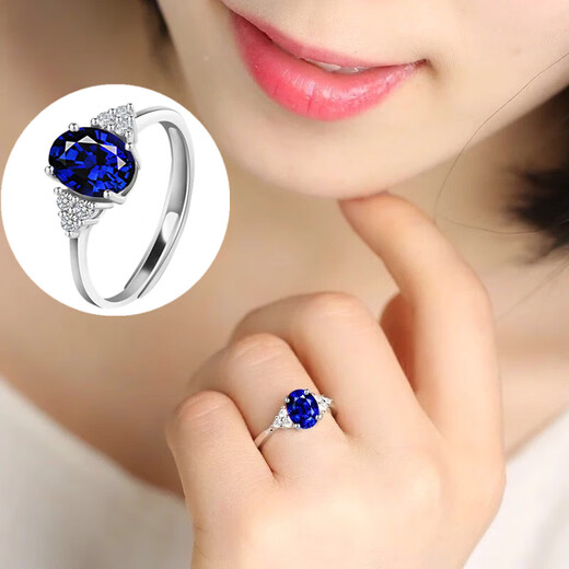 Fat Donglai quality silver ring ruby rose gold ring women's blue crystal open fashion diamond ring simple wear rose gold ruby open style