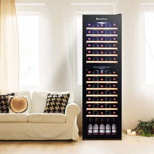 Bacchus wine cabinet thermostatic cabinet embedded household multi-functional single door double temperature refrigerator air-cooled frost-free office restaurant fresh ice bar beverage cabinet vertical display cabinet tea cabinet YC-208 air-cooled dual temperature full flat shelf 70 bottles