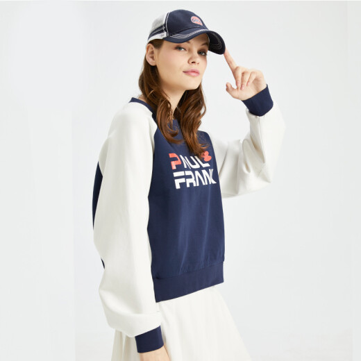 PaulFrank/Big Mouth Monkey Sweatshirt Autumn Women's Loose Splicing Color Korean Style Trendy Ins Print PFCTT201251W Dark Blue M