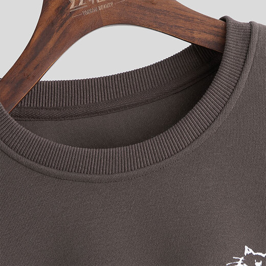 Sibaishe round neck sweatshirt 2025 autumn new women's loose style contrast printed hem drawstring top