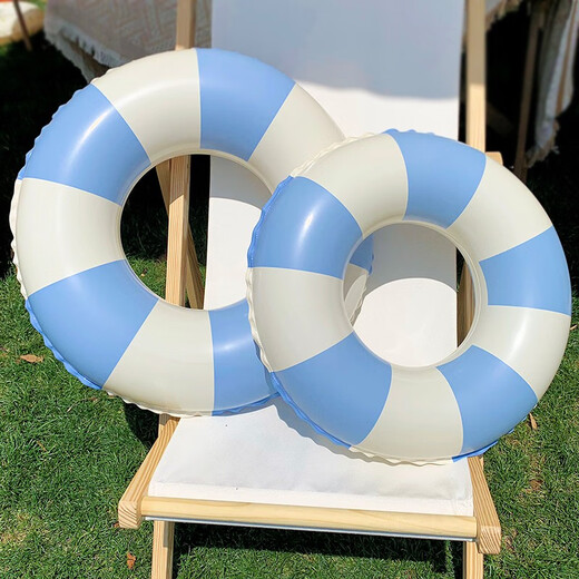 Zhenxiqi adult swimming ring female thickened lifebuoy retro swimming ring inflatable armpit ring adult water swimming equipment blue stripes suitable for 95-150Jin Jin equals 0.5 kg