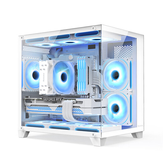 Huntkey S920 Blizzard Tempered glass side view Sea view gaming case Desktop computer case Supports 240 water cooling/M-ATX motherboard/air cooling, height limit 155mm S920 panoramic version white (supports 240 water cooling/air cooling, height limit 155) Supports M-ATX motherboard/240 water cooling