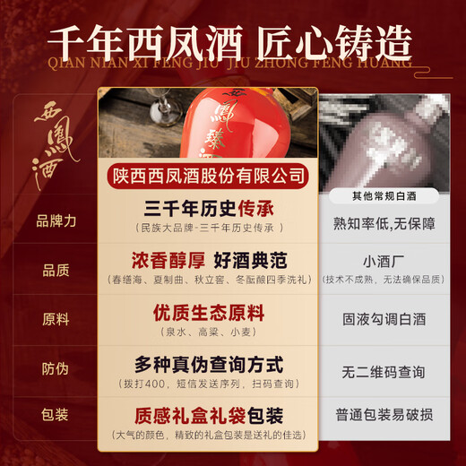 Xifeng Shaanxi Xifeng Liquor Luzhou-flavor Liquor Full Box Pure Grain Brewing Wedding Wine Business Banquet Gift Liquor Gift Box 50 Degree 500mL 6 Bottles Xifeng Liquor produced by the main factory