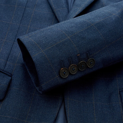 Angel Bird Suit Men's Australian Wool Autumn and Winter Business Plaid Wool Suit and Trousers Men's Slim Micro Velvet Mineral Blue and Green Plaid - Peaked Collar Slim Version 52 B(185/108) /Please note waist or trousers