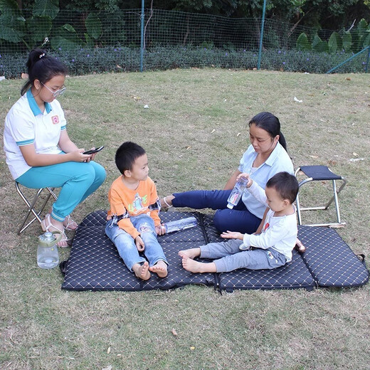 CLCEY car rear seat folding bed car rear sleeping mat children's car travel mattress sleeping in stroller French classic leather black and blue fat man Mazar