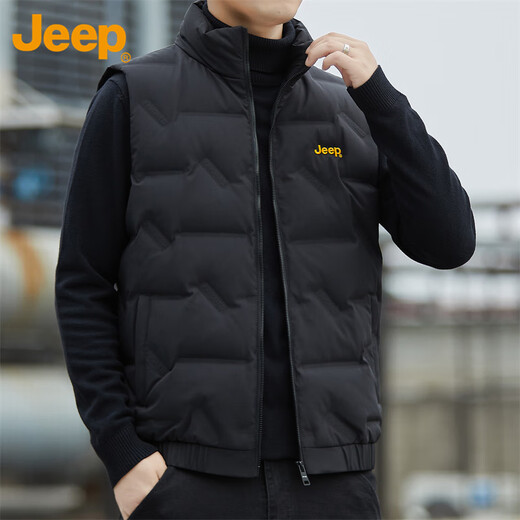 Jeep (JEEP) Down Vest Men's Winter Thickened Warm Jacket Men's Casual Vest Clothes Men's Black 3XL
