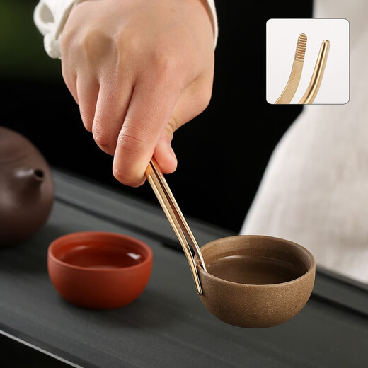 Gold inlaid jade household brass tea needle tea knife tea clip washer pot pen kung fu tea set accessories H59 brass bamboo joint tea ceremony six gentlemen