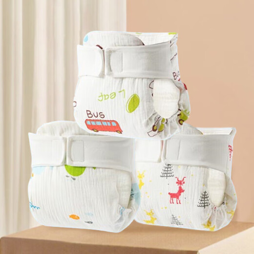 9i9 baby diaper pants pure cotton washable newborn waterproof baby gauze diaper pocket leak-proof 3 pieces A155 large size
