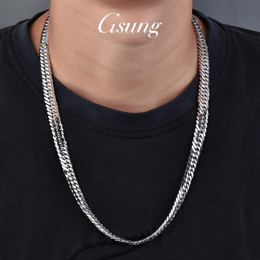 GsunG platinum necklace men's atmospheric PT950 double set horsewhip chain Xiping chain platinum men's necklace Cuban clasp chain Need to be customized Contact before shooting