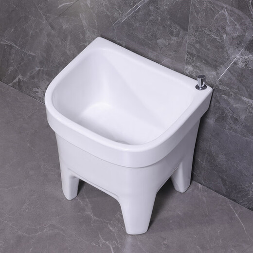 Lefit (lfte) bathroom ceramic mop pool balcony mop trough household Taiwan-controlled large, medium and small mop basin courtyard mop pool 907A Taiwan-controlled drain + faucet delivery to home