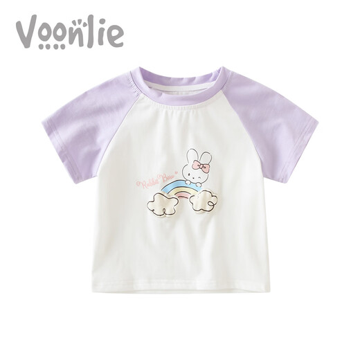 凡猎【清仓】凡猎女童短袖t恤夏装新款小儿童打底衫女宝宝百搭上衣夏 M1289米黄色 110 cm