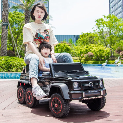 Yijing Benz Big G children's electric car four-wheel remote control swing can sit adults, children and babies off-road parent-child toy car, top equipped with paint powder + six-wheel drive soft wheel remote control swing + leather seat Bluetooth + can sit adults