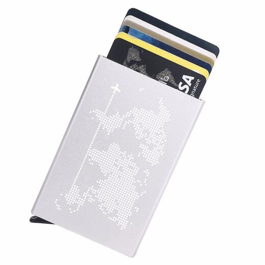 梵勒丹麦防盗刷防闪付卡夹金属屏蔽nfc保护套银行卡盒时尚卡套男卡包 银色