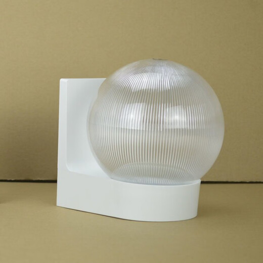 Yaotian Outdoor Waterproof and Sunproof LED Ball Wall Lamp Simple Modern Balcony Aisle Staircase Exterior Wall Creative Ball Wall Lamp White Base Transparent Striped Ball +20W LED Bulb White Light