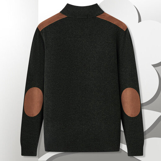MONTAGUT winter men's 100% pure wool sweater half turtleneck zipper knitted sweater dark green 52
