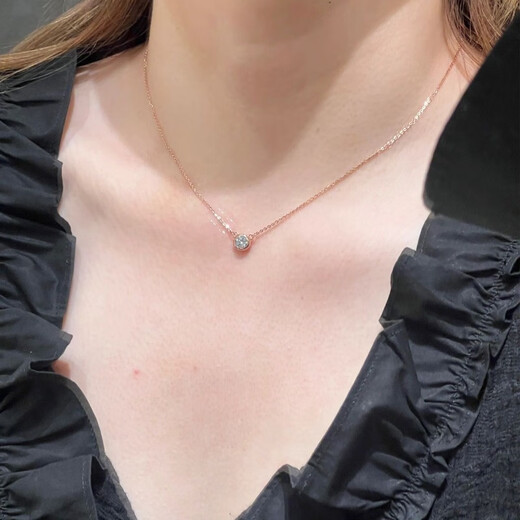 QUAMER Korean light luxury one diamond necklace women's bubble diamond plated 18k gold single diamond titanium steel rose rose gold