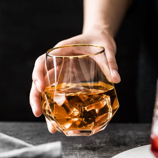 FEiNASi creative whiskey glass glass foreign wine beer glass European crystal whiskey glass ins style Nordic spirit glass six-sided transparent style