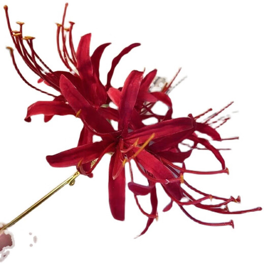 Handmade red Bianhua Manzhu Shahua hairpin with super fairy three-dimensional flowers retro hairpin headwear ancient style Hanfu Red Bianhua hairpin length 15cm