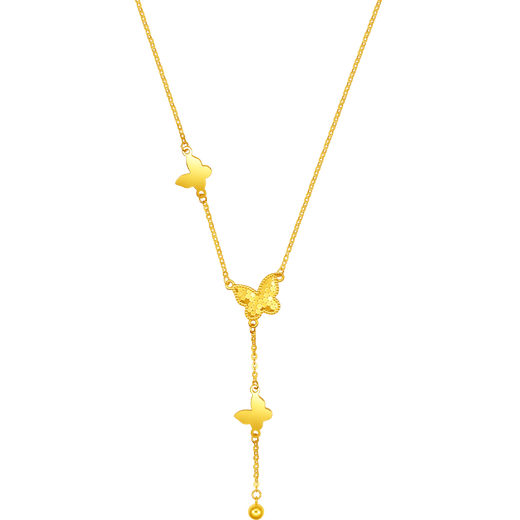 Saturday Blessing Yellow 18K Gold Necklace Color Gold Butterfly Necklace Girl Birthday Gift C0614463 40+5cm