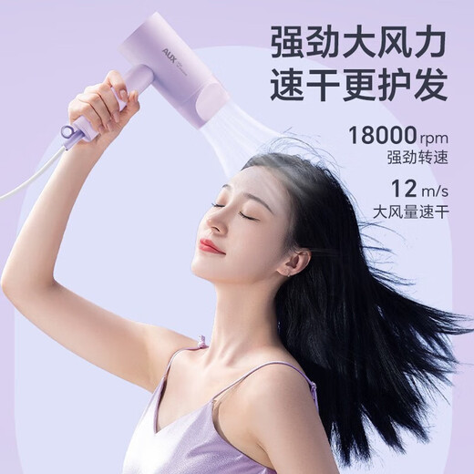 AUX hair dryer dormitory low power 800W college dormitory dedicated low power dormitory portable mini hair dryer for hair blue light negative ion protection hair dryer purple