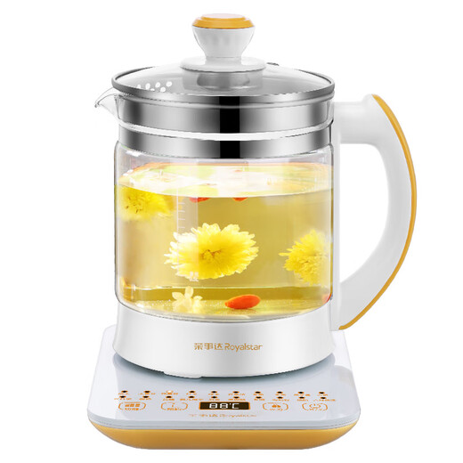 Royalstar health pot household 1.8L fully automatic multi-function appointment thickened glass flower teapot office small tea maker health pot medicated meal pot insulation milk powder pot milk regulator 20 major functions filter cover without filter 1.8L