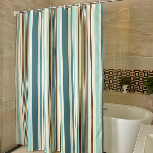 FOOJO door curtain shower curtain polyester waterproof thickened shower curtain mildew-proof toilet bathroom hotel partition curtain stripe printing 150*180cm