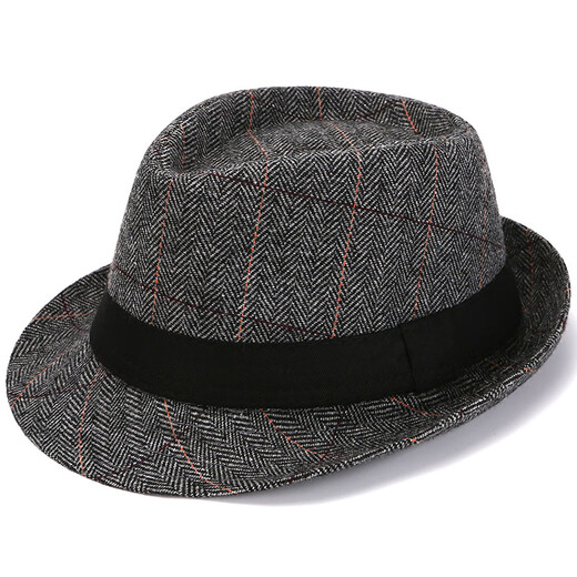 Ofandi hat men's spring and autumn dad woolen hat middle-aged and elderly gentleman hat grandpa jazz hat old man hat gray L (56-60cm)