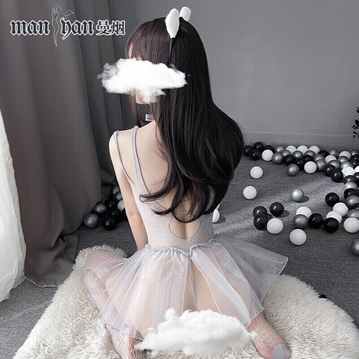 性感睡衣女极度诱惑黑丝袜情趣制服套装连体吊带透视角色扮演变态 9756芭蕾舞蹈裙灰色均码