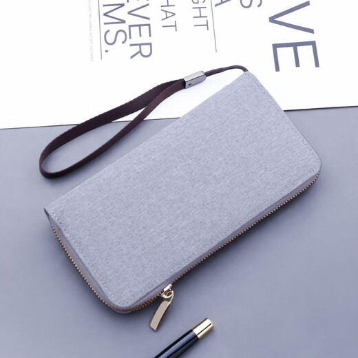 Changyin Canvas Cuthing Men's Long Zipper Gellet peut contenir le sac à main de téléphone mobile Summer Casual 2023 New Oxford Tissu 819 Canvas Handbag 12 Slots noir