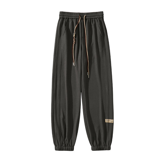 Fett große Größenschneiderhosen für Männer Ins Modemarke Herbst Dünne lose Beinhosen Waffelhosen Freizeithosen Männer K1049 Schwarz 2xl [150-1170jin [Jin gleich 0,5 kg]]