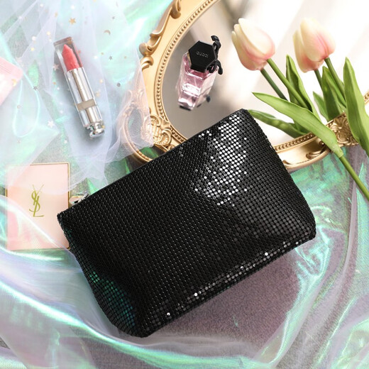 ToMill Portable Cosmetic Bag Women's Portable Storage Bag Clutch Bag Exquisite Small Bag Large Capacity Lipstick Bag Menstrual Bag Evening Bag Modern Girl-Black