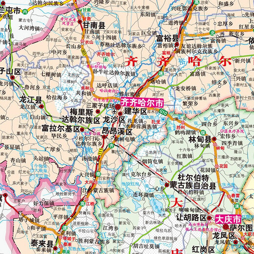 黑龙江地图 2025年黑龙江省政区交通地理图 1068*749毫米
