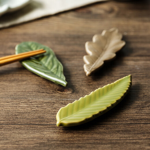 Chiyoyuan creative leaf chopstick holder 6-piece gift box set chopstick holder Japanese-style household chopstick holder ceramic chopstick holder 6-piece gift box set