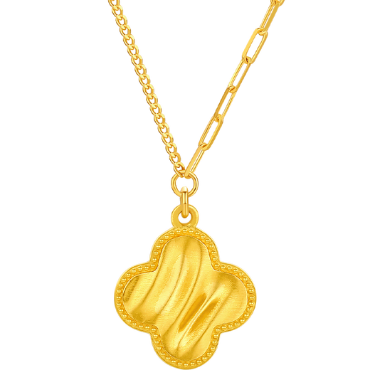 Saturday Blessing Gold Necklace for Girls Lucky Encounter Geometric Gold Pendant Birthday Gift Price A0612268 Approximately 4.51g40+5cm