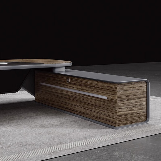 Hanji Tangyu high-end boss desk large office chairman president ebony wood paint light luxury high-end executive desk top luxury ebony wood 2.8 meters boss desk