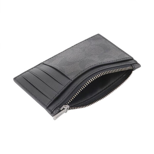 COACH Double 11 early purchase card holder men's medium and long ID card holder for boyfriend/husband C4281 black gray QBA45