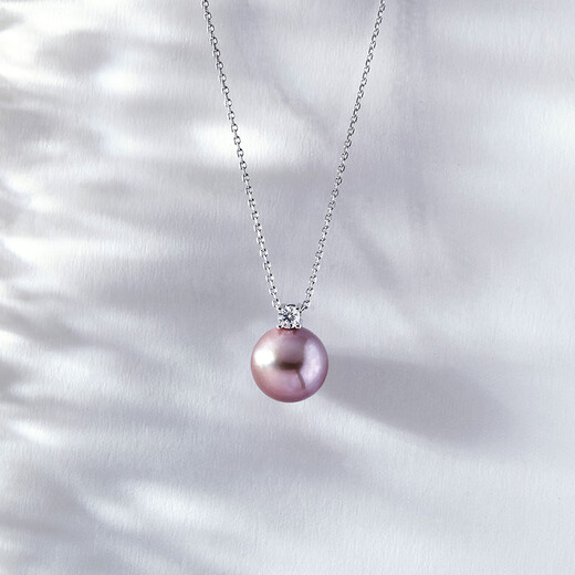 Tahiti Princess Style Pearl Pendant 18K Gold Edison Purple Freshwater Pearl Necklace 10 Points Moissanite + 925 Silver Chain Purple Edison 14-14.5mm