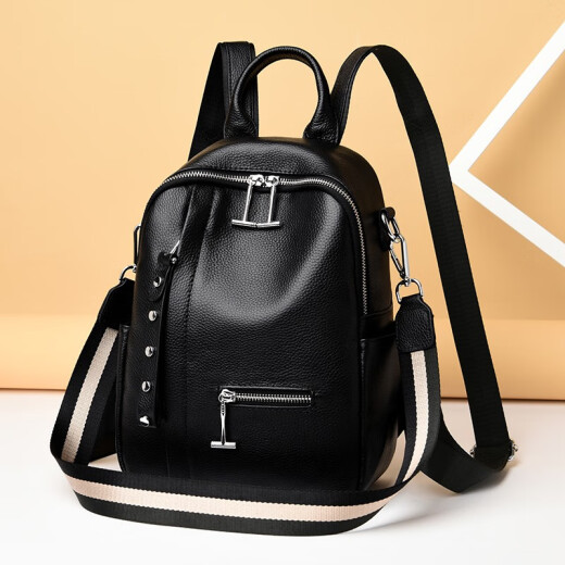 Xibai Lai genuine leather backpack women's new fashion casual women's backpack versatile large capacity women's travel backpack female 109-17 black