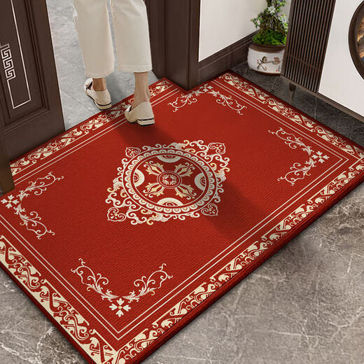 Shansui Chinese-style entrance door floor mat red door mat door carpet door mat stain-resistant anti-slip can be cut festive home Chinese pattern-Xiang 50X80cm