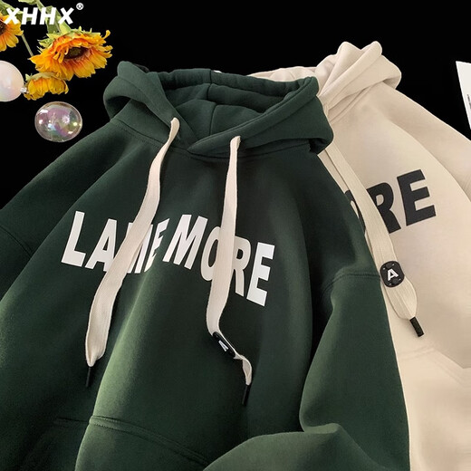 Woodpecker Sweatshirt Men's 2025 Autumn and Winter Heavy Thick Fashion Hooded Sweatshirt Men's Teenagers Versatile Sweatshirt Top Men Black Velvet XL 120-140Jin Jin equals 0.5 kg