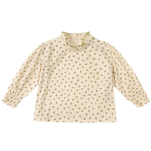 Happyology British children's floral shirt pure cotton long-sleeved British shirt girls spring and autumn cute top Little Wild Flower 86 (86cm)