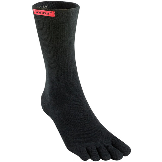 Injinji toe socks long tube regular thickness coolmax quick-drying socks running sports fitness tabi socks black M(40.5-44)