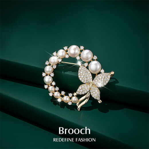 Qlady butterfly pearl brooch, high-end female brand corsage brooch, light luxury silk scarf buckle accessories, Mid-Autumn Festival birthday gift