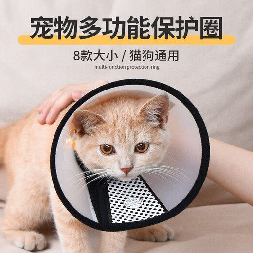Qi Oh cat collar Elizabeth collar cat collar head cover anti-licking waterproof shame circle sterilized cat supplies No. 7 collar suitable for pets within 3 Jin Jin equal to 0.5 kg Elizabeth collar